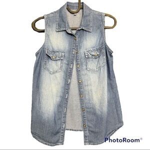 Charlotte Russe Distressed Denim Sleeveless Top Size XS